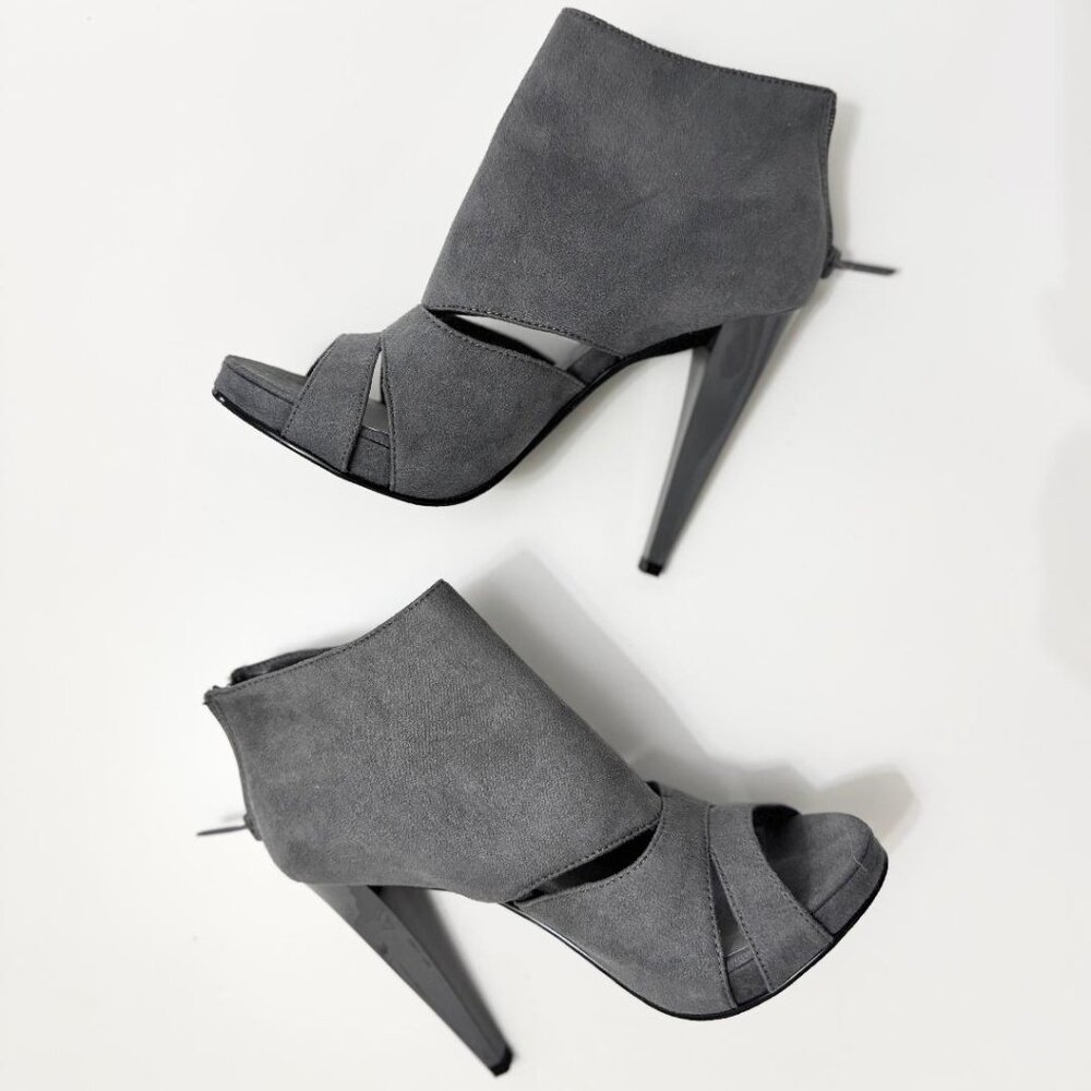 Michael Antonio Women's Gray Open Toe Stiletto High Heels, Size 7